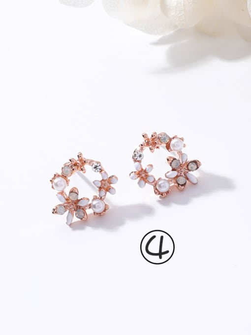 4#K4502 Alloy With Rose Gold Plated Simplistic Flower Stud Earrings