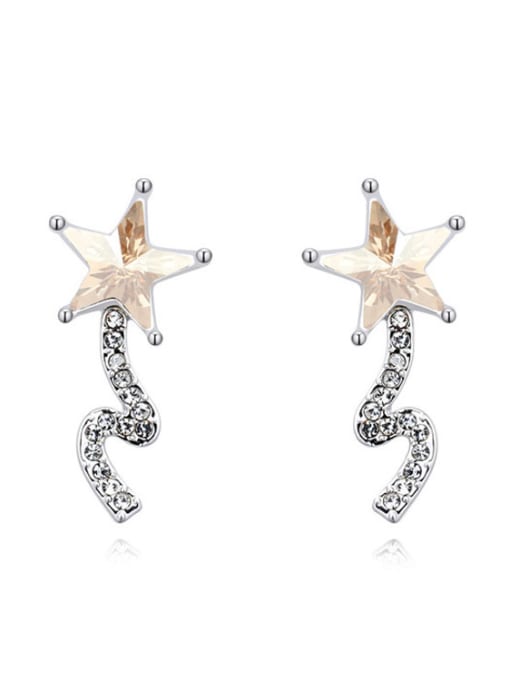 QIANZI Fashion Star austrian Crystals Alloy Platinum Plated Stud Earring 3