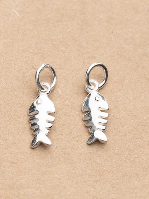 FAN 925 Sterling Silver With Silver Plated Cute Fishbone Charms 1
