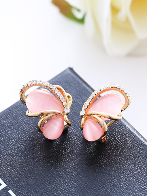 Wei Jia Fashion Opal stones Cubic Rhinestones Butterfly Stud Earrings 0