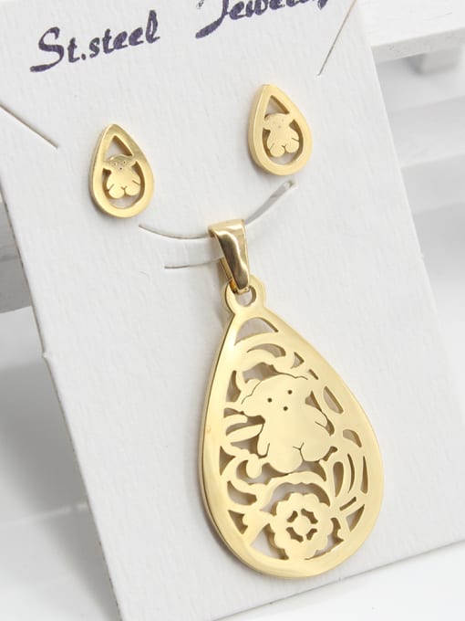 Golden Hollow-shape Two Pieces Jewelry Set