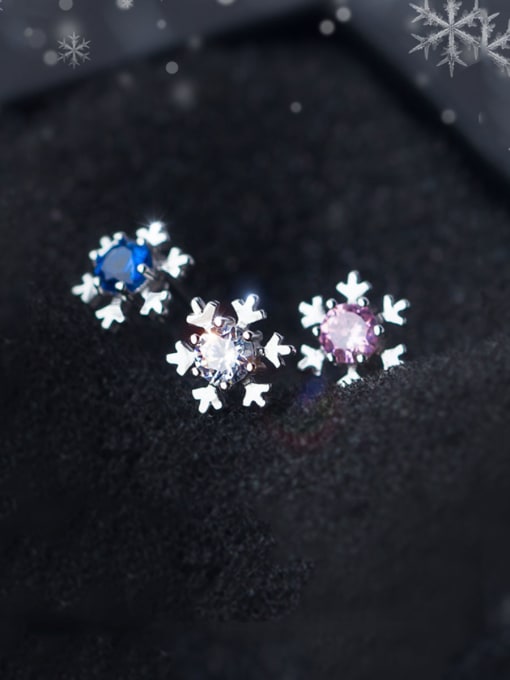 Rosh 925 Sterling Silver With Platinum Plated Simplistic Snowflake Stud Earrings 1