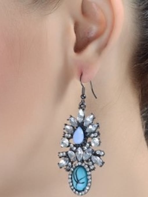 Black Trendy Acrylic Stone Peacock Shaped Drop Earrings