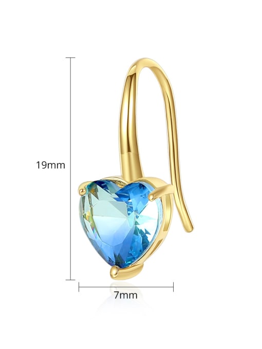 BLING SU Copper With Gold Plated Simplistic Heart Hook Earrings 3