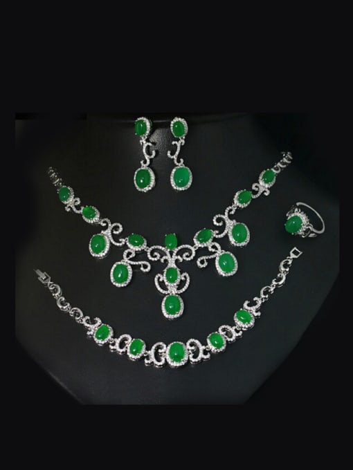 L.WIN Malay Jade Four Pieces Jewelry Set