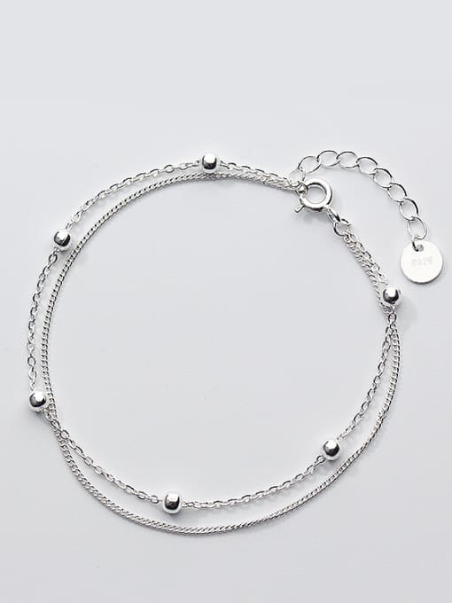 white Fashion Double Layer Design S925 Silver Bracelet