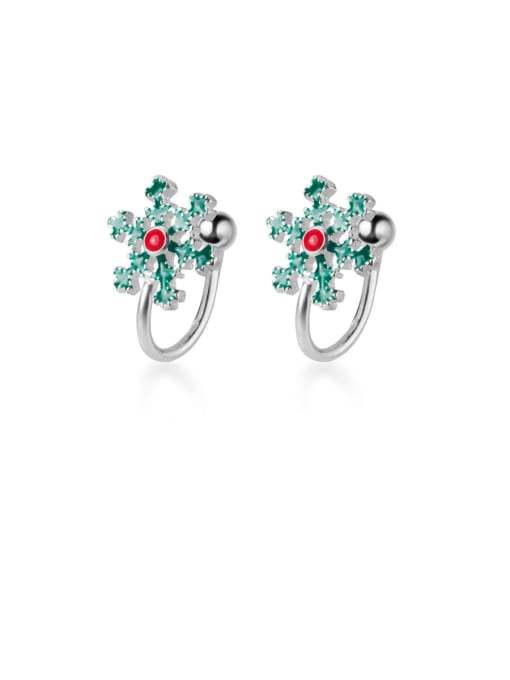 Rosh 925 Sterling Silver With Platinum Plated Cute Snowflake Ear Clip Without Piercings 0