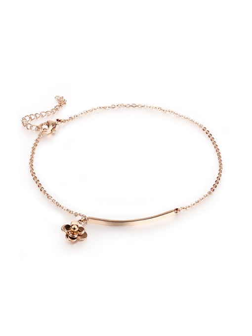 Open Sky Simple Rose Gold Plated Flower Titanium Anklet 0