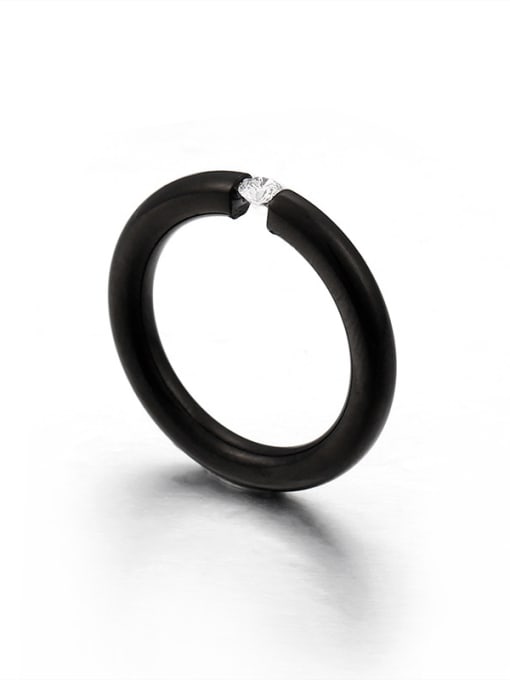 4mm black Stainless Steel With Cubic Zirconia Trendy Band Rings