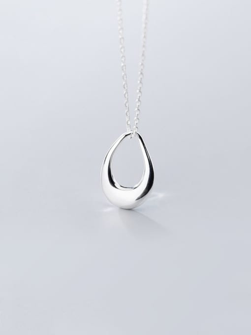 Rosh 925 Sterling Silver With Platinum Plated Simplistic Hollow Oval Necklaces