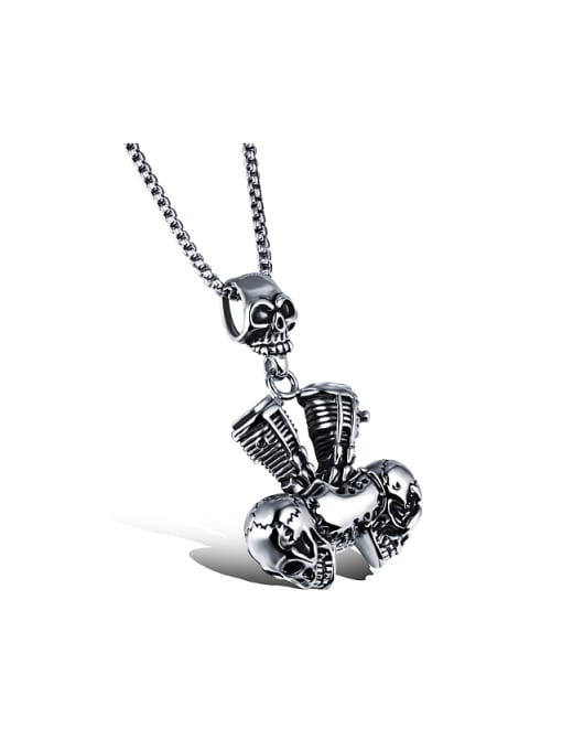 Open Sky Punk style Personalized Skulls Titanium Necklace 0