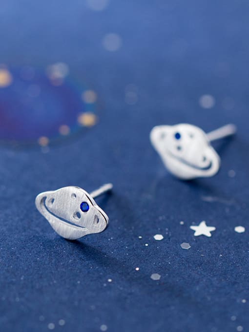 Rosh 925 Sterling Silver With Platinum Plated Simplistic Spaceship Stud Earrings 3