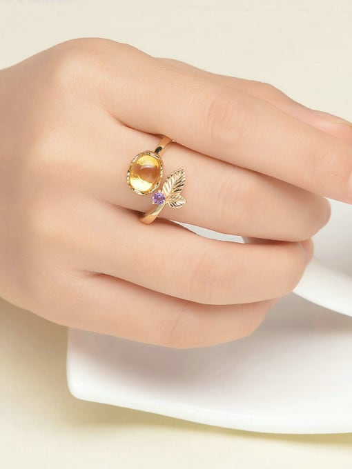 ZK Egg-shape Yellow Crystal Opening Ring 1