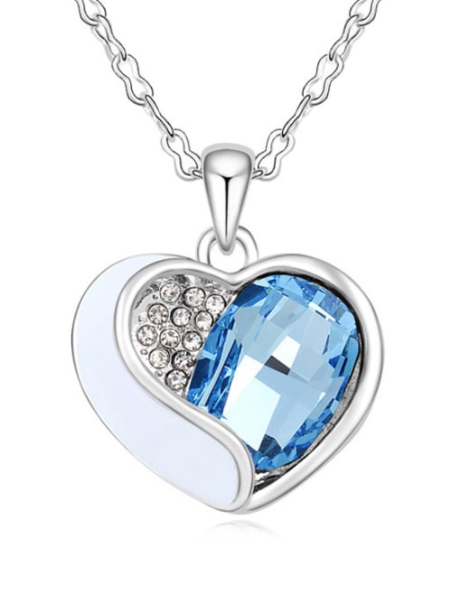 light blue Fashion austrian Crystal Heart Pendant Alloy Necklace