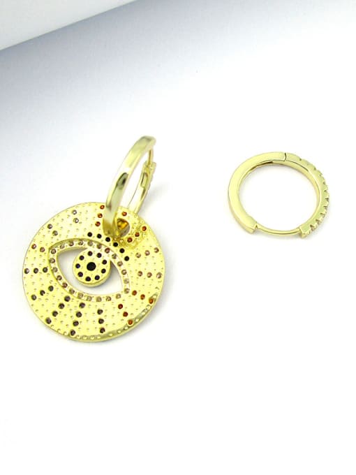 ALI Copper With Gold Plated Classic Asymmetry  Evil Eye Cluster Earrings 4