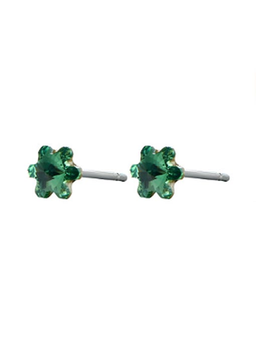 Green Tiny Austria Crystal Flowery Stud Earrings