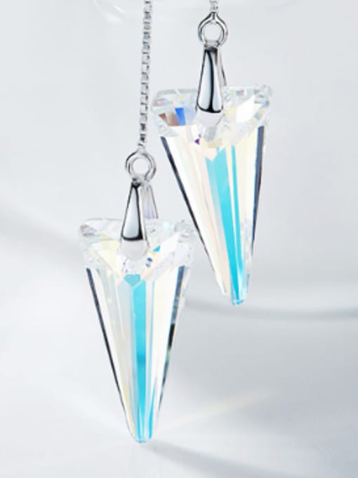 CEIDAI Simple Triangle austrian Crystal Women Line Earrings 3