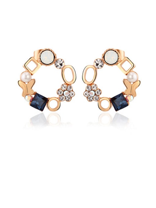 Rose gold,blue Fashion Women Austria Crystal stud Earring