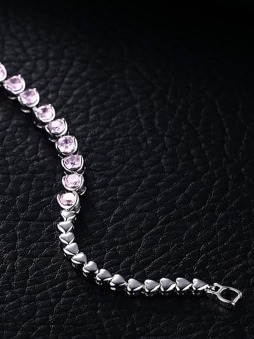 CONG Elegant Pink Heart Shaped AAA Zircon Copper Bracelet 2