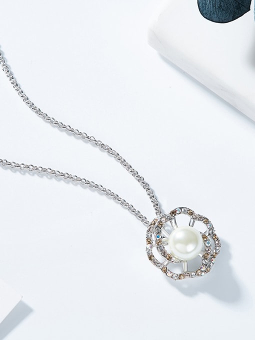 CEIDAI Fashion Artificial Pearl Zircon Necklace 2