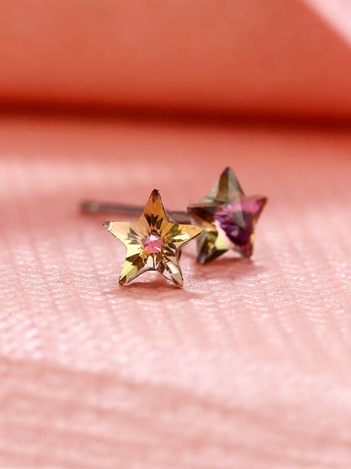 purple Copper Alloy White Gold Fashion Star Crystal stud Earring