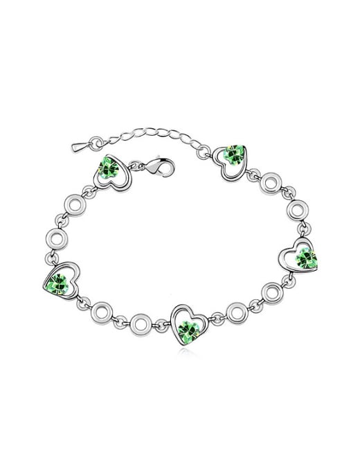 green Simple Heart austrian Crystals Alloy Bracelet