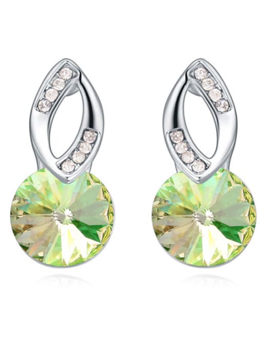 green Simple Round austrian Crystals Alloy Stud Earrings