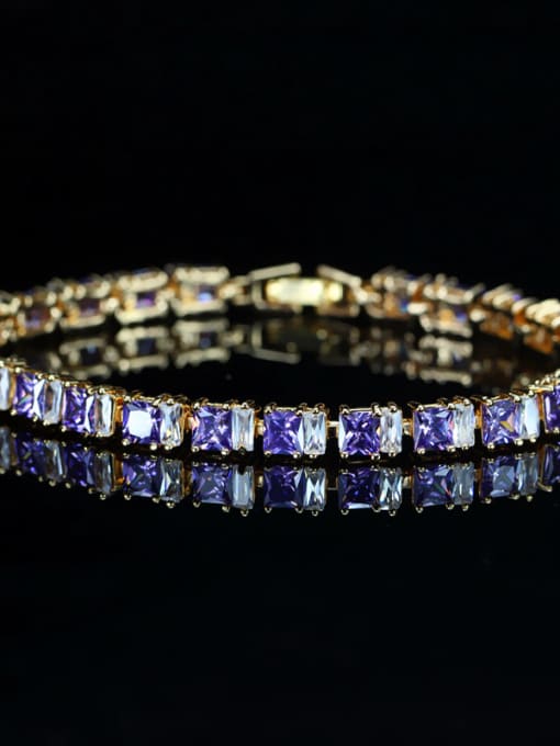 Purple Copper inlaid AAA zircons square personality Bracelet multicolor optional