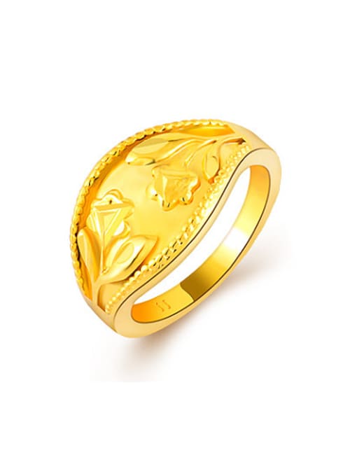 Yi Heng Da High Quality 24K Gold Plated Flower Pattern Copper Ring 0