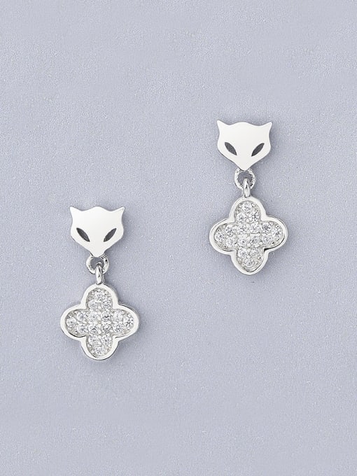 One Silver Cute Fox Shaped Drop Earrings 0