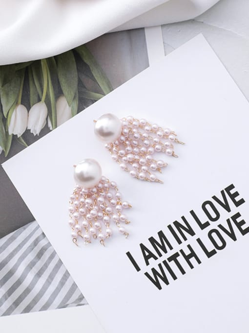 white Alloy With Rose Gold Plated Trendy Charm Earrings
