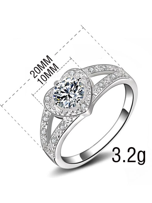 Ya Heng Heart-shape Shining Zircons White Gold Plated Ring 2