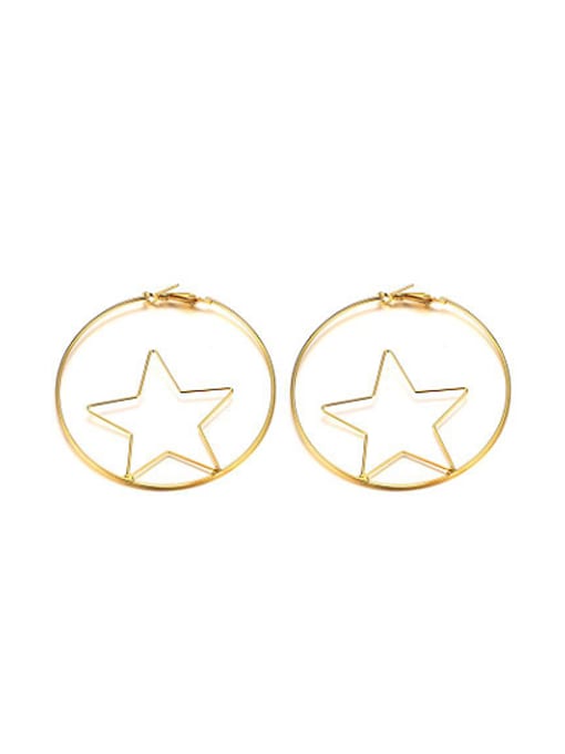 CONG Temperament Hollow Star Shaped Gold Plated Drop Earrings 0