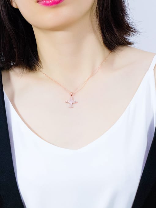 Open Sky Copper With Rose Gold Plated Trendy Irregular plane Necklaces 1