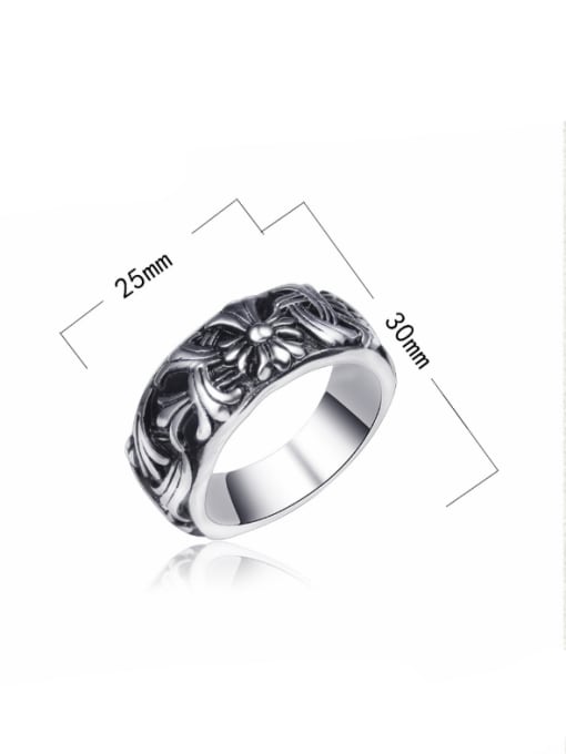 BSL Stainless Steel With Antique Silver Plated Trendy Round Rings 2