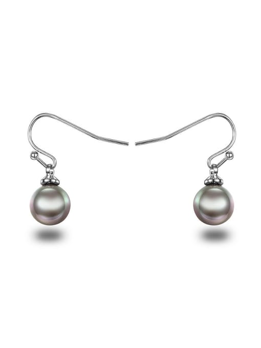 SANTIAGO All-match Black Platinum Plated Artificial Pearl Drop Earrings 0