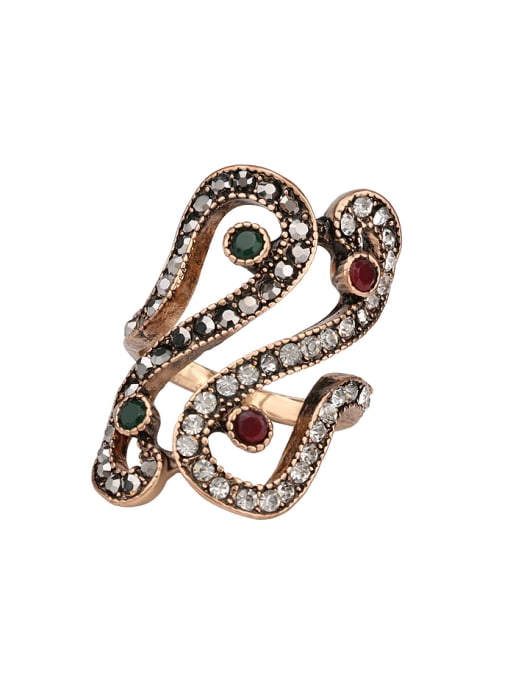 Gujin Personalized Retro Resin stone Crystals Alloy Ring