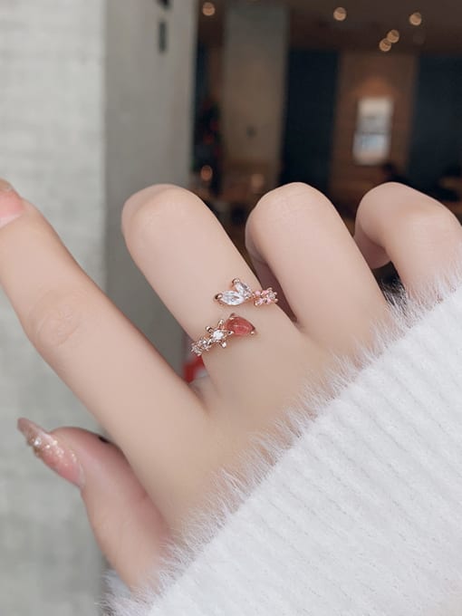 Girlhood Alloy With Rose Gold Plated Simplistic Geometric Free Size Rings 1