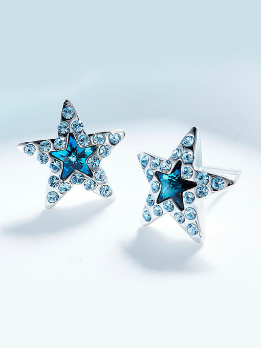 Blue Five-point Star Shaped Crystal stud Earring