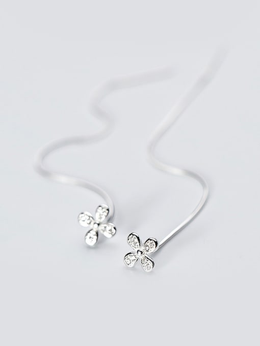 Rosh Temperament Flower Shaped S925 Silver Line Earrings 0