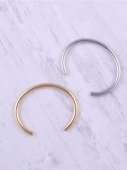 GROSE Titanium With Gold Plated Simplistic  Smooth Round Bangles 0