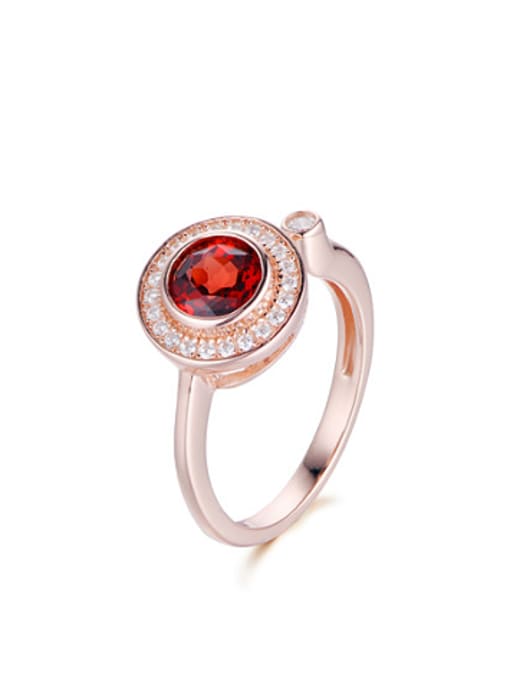 Deli Fashion Garnet Gemstone Round Ring