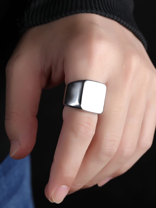 Open Sky Simple Exaggerated Smooth Titanium Ring 1