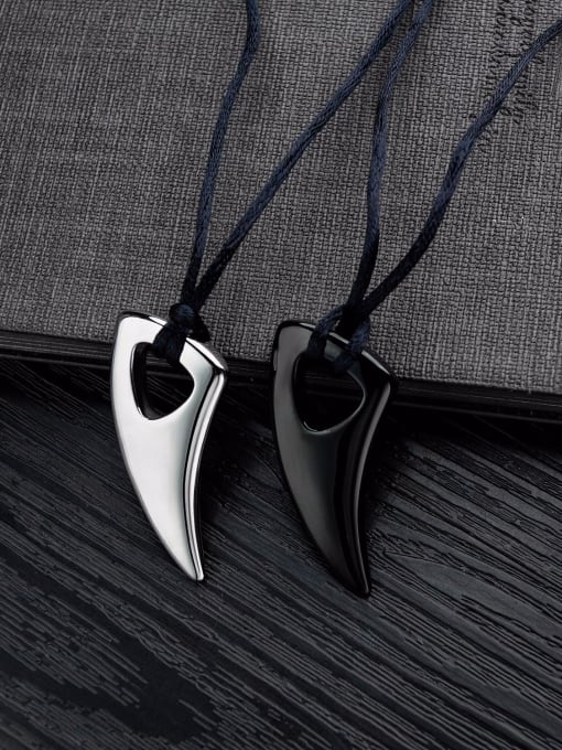 Open Sky Titanium With Smooth  Simplistic Geometric Wolf  Tooth  Pendants 2
