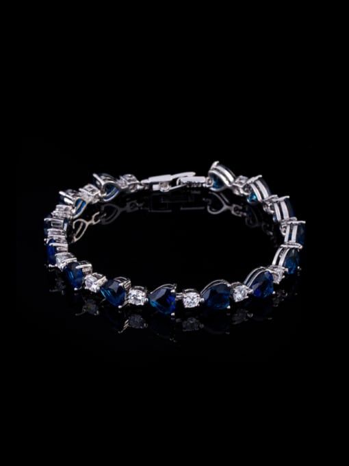 Blue 18Cm Exquisite Heart-shape AAA Zircon Bracelet