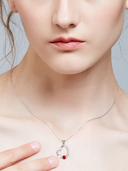 CEIDAI Simple Hollow Heart Cubic austrian Crystals Copper Necklace 1