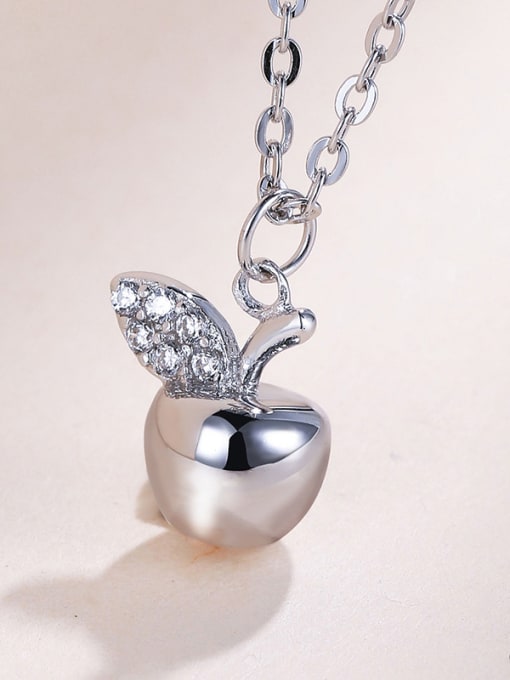 One Silver 2018 925 Silver Apple Necklace 3
