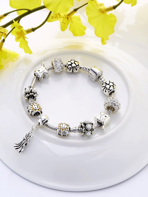 Silvery Delicate Silver Plated Handmade Beaded Bracelet