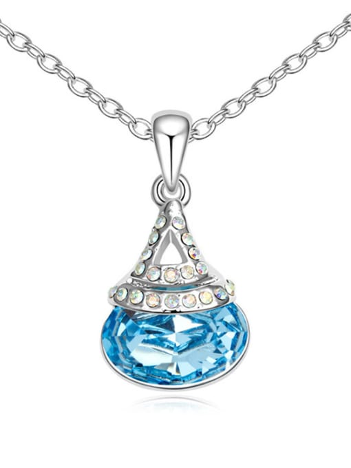 QIANZI Simple Oval austrian Crystal-accented Pendant Alloy Necklace 3