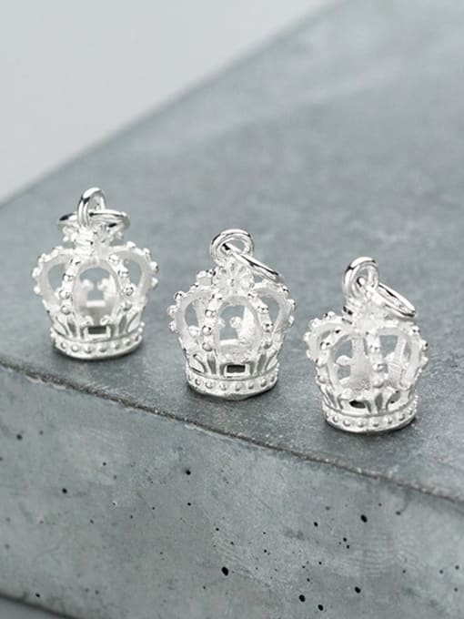 FAN 925 Sterling Silver With Silver Plated Cute Crown Charms 1